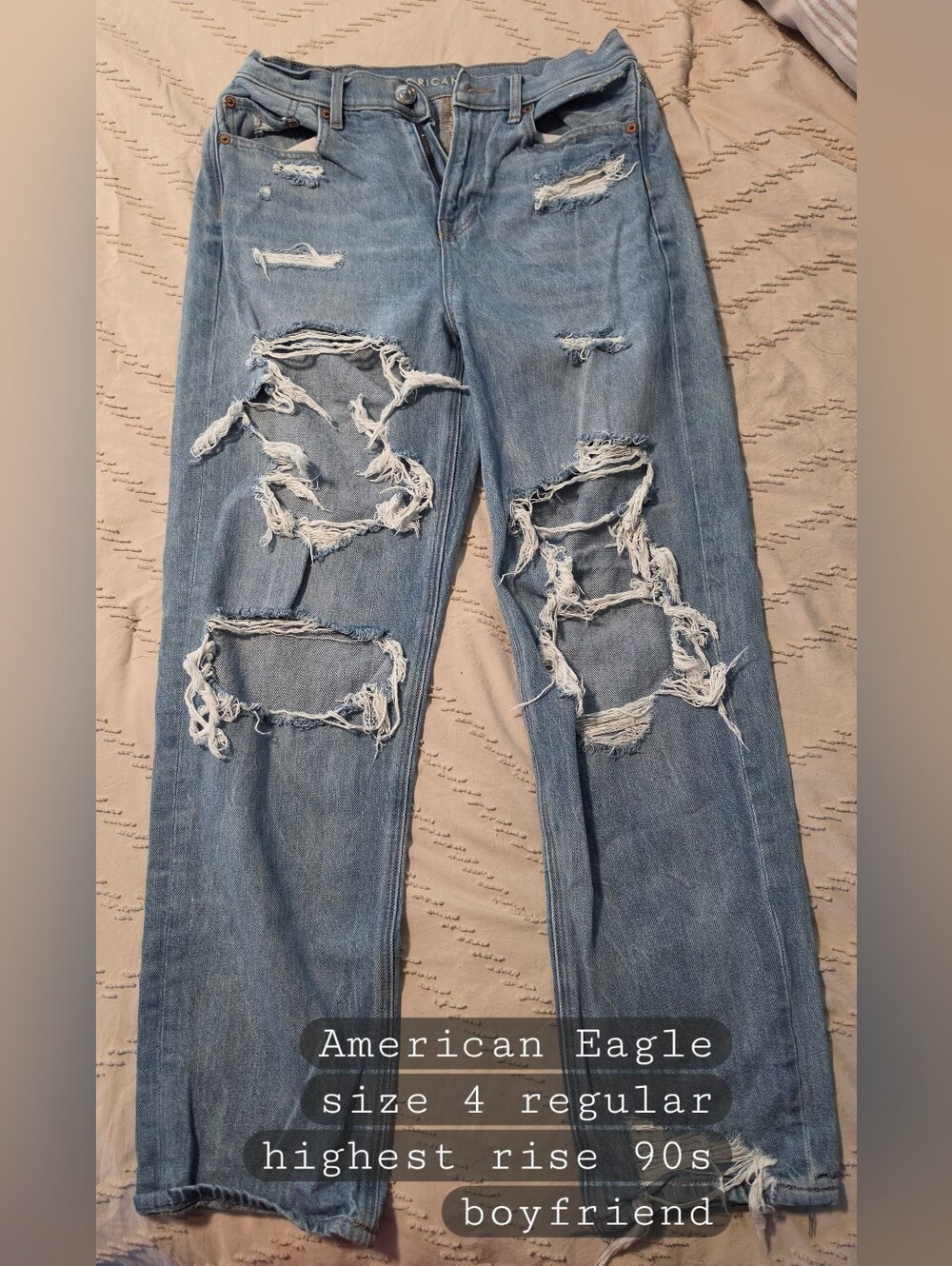 American Eagle Outfitters Distressed Light Blue Boyfriend Jeans